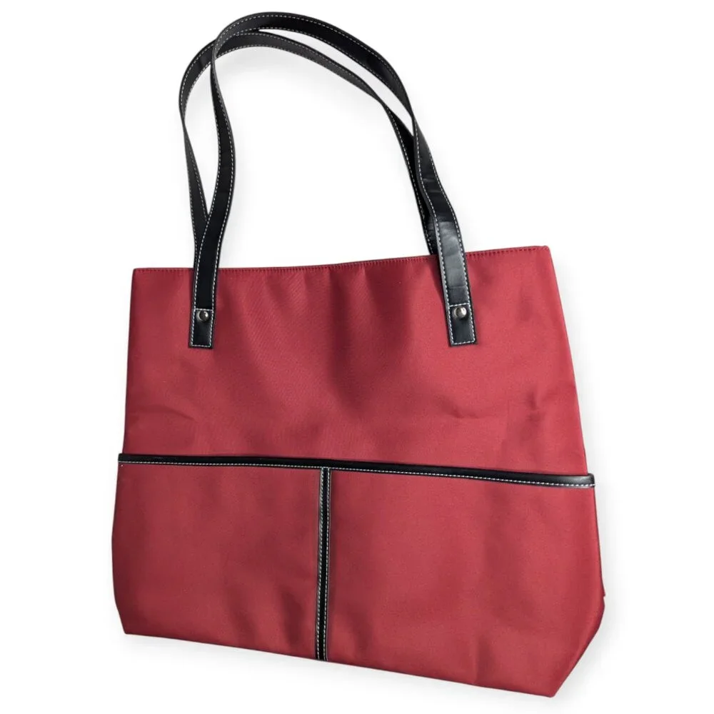 Spiegel Red & Black with Faux Leather Straps Shoulder Tote
